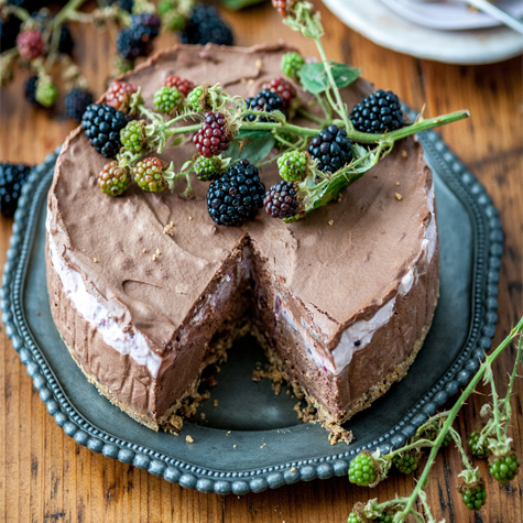 Cheesecake Met Chocolade En
      Braambessen